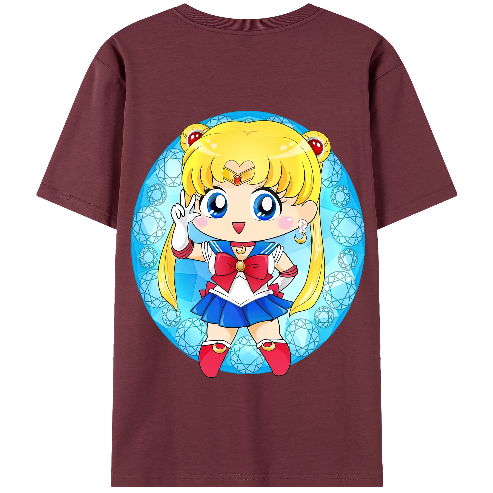 （画像用） 美少女戦士セーラームーン 月野 うさぎ つきの うさぎ Sailor Moon Tsukino Usagi 綿100％半袖Tシャツ（背面プリント）